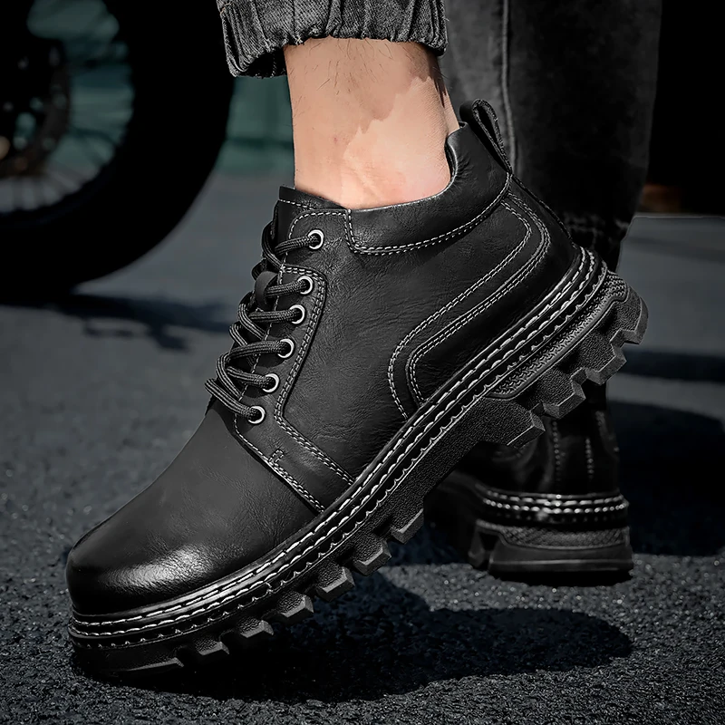 Outdoor casual fashion martin boots waterproof and wear-resistant mens leather boots