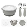 bowl 1pc+spoon 1pc+ fork 1pc-smoky grey