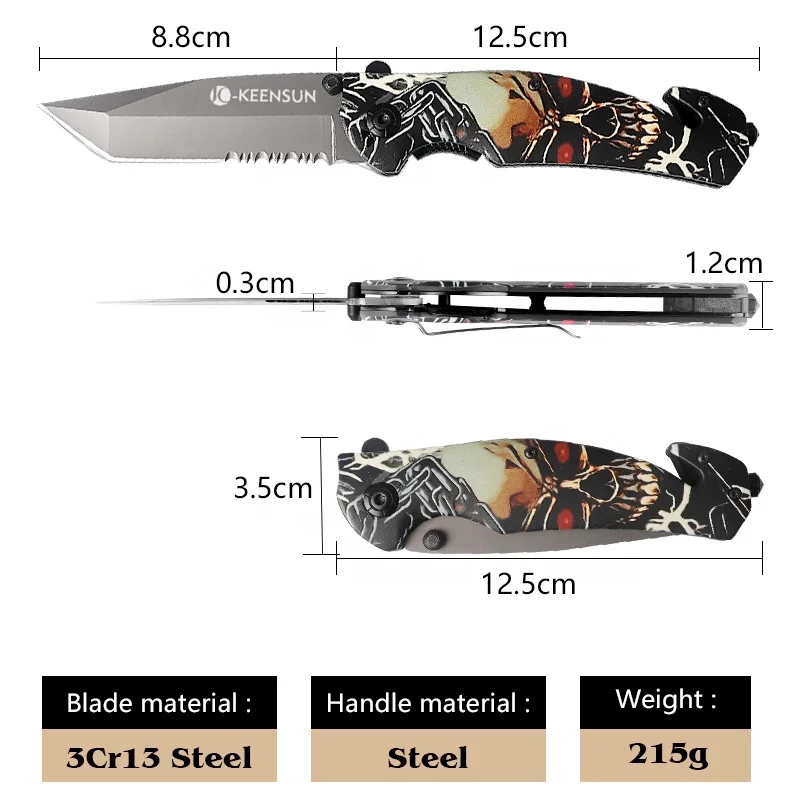 Alibaba.com: Custom Skull 3D Printing Pocket Folding Outdoor Utility ...