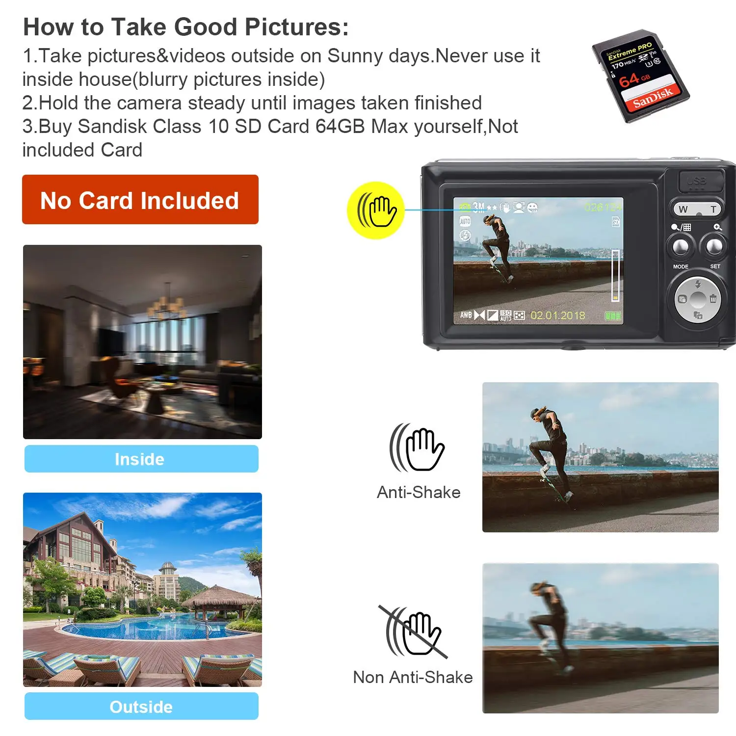 Cheap Digital Photo Camera OEM 2.4 Inch Professional Compact Camera With Smile Catch