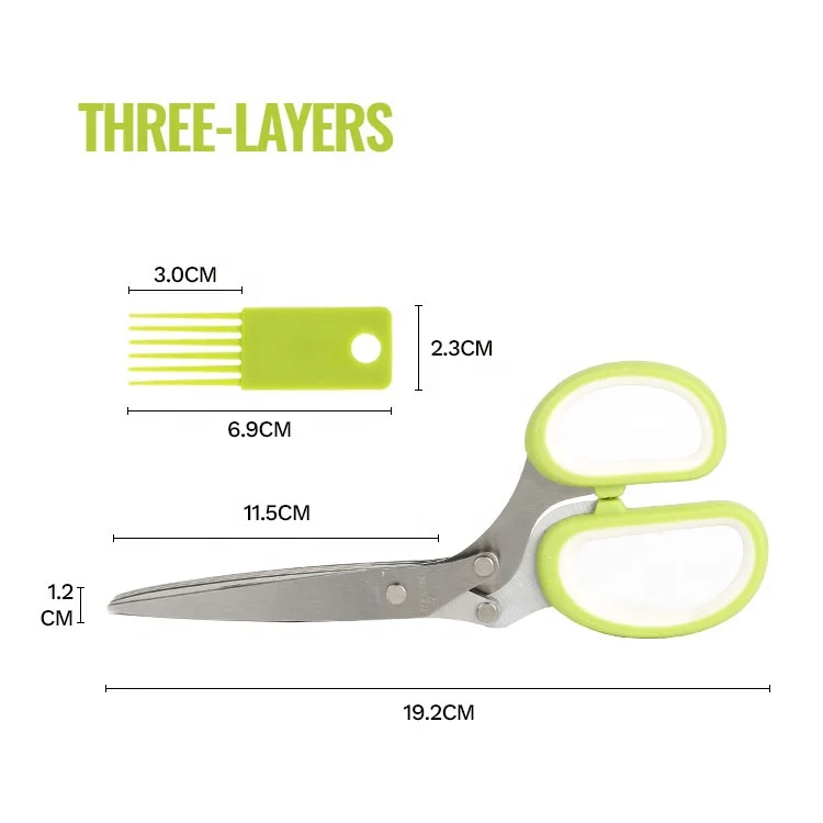 Kitchen Gadget Multifunction Vegetable Scissor Kitchen Herb Shear Cutter Stainless Steel 5 Blade Herb Scissor With Cleaning Comb