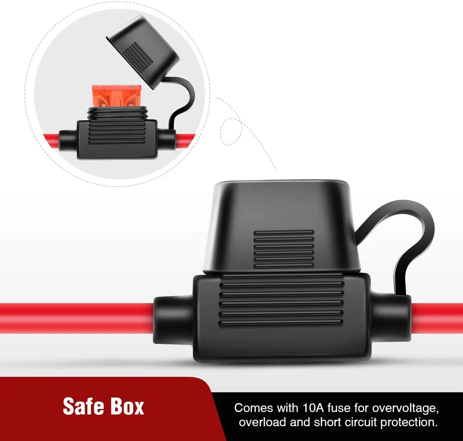 Câble D'extension Chargeur SAE Vers Borne à Anneau - Pour Moto, Voiture, Panneau Solaire - 60 Cm