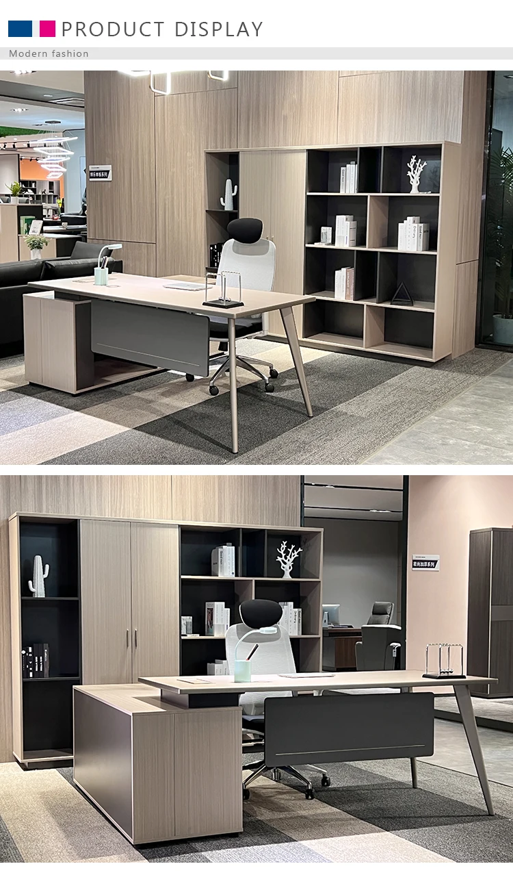 Commercial Office Furniture L Shape Desk High End Wooden Manager Desk