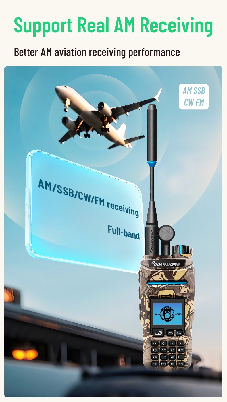 2026 New QUANSHENG TK11 IP Camouflage Analog Two Way Radio with VHF/UHF and 0-10KM Range AM FM ROHS FCC CE