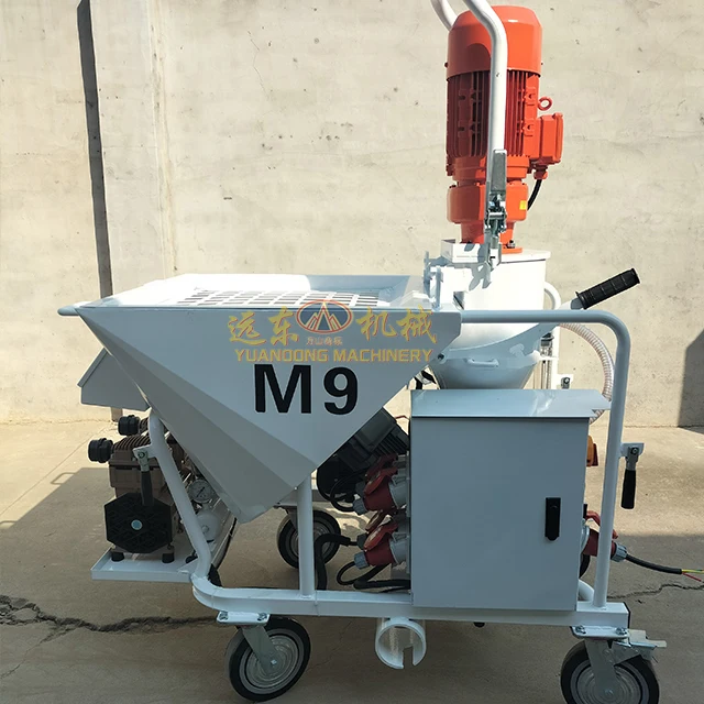 M6 Wall Putty Mortar Cement Plastering Machine 3kw Air Compressor Plaster Station M9 Gravel Gypsum Dry Powder Spraying Machine