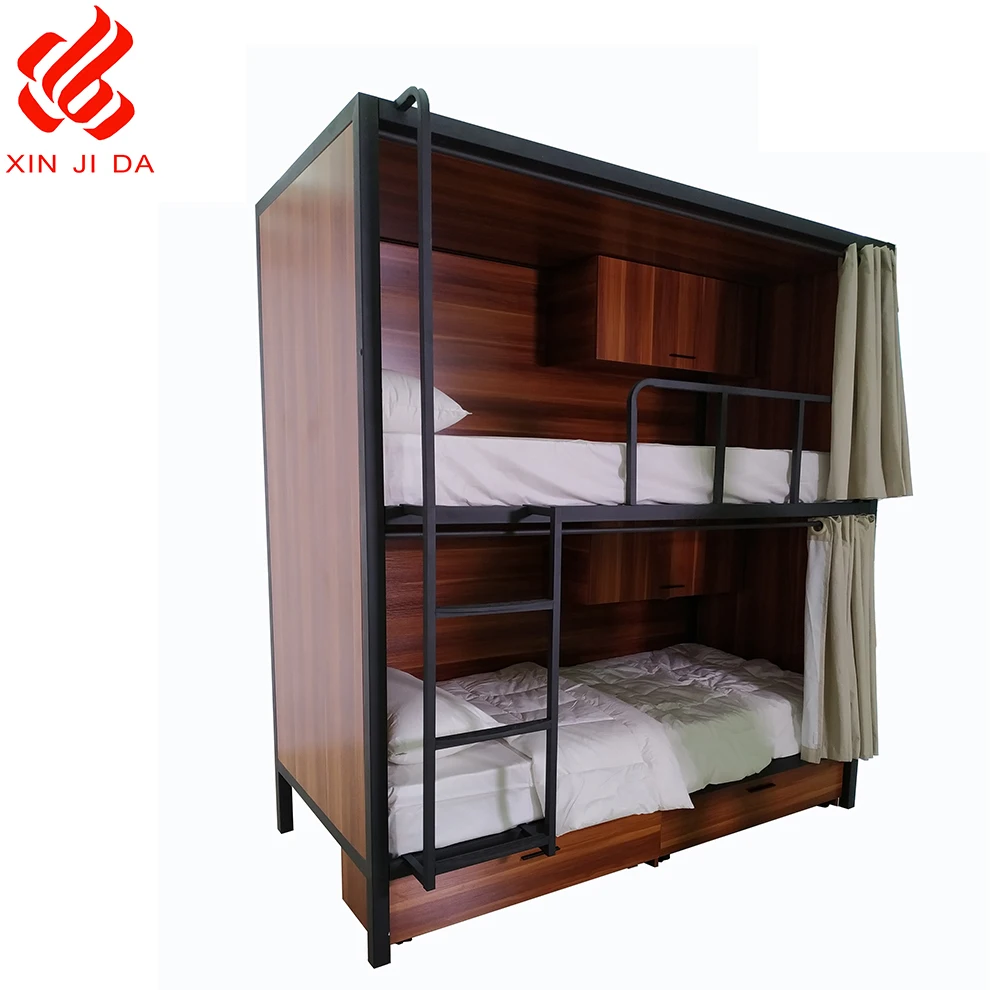 
 High quality Guangzhou Supplier Youth Hotel apartment Bunk Bed/Triple Bunk bed with power system  
