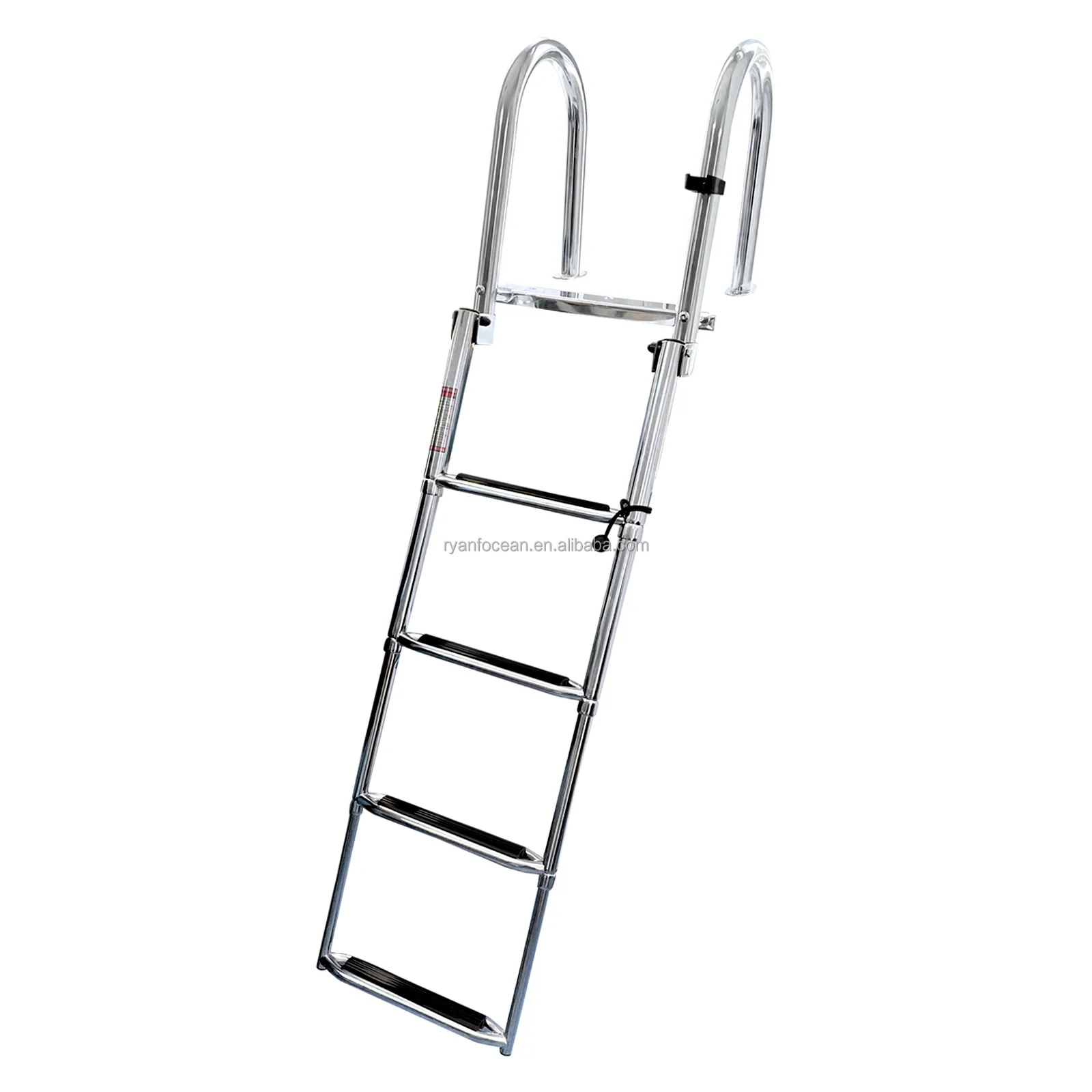 4 Steps Pontoon Boat Ladder Stainless Steel Folding Telescoping Inboard