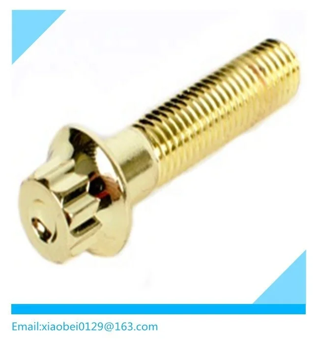 M7x32 12 Point Flange Head Titanium Bolt in Gold