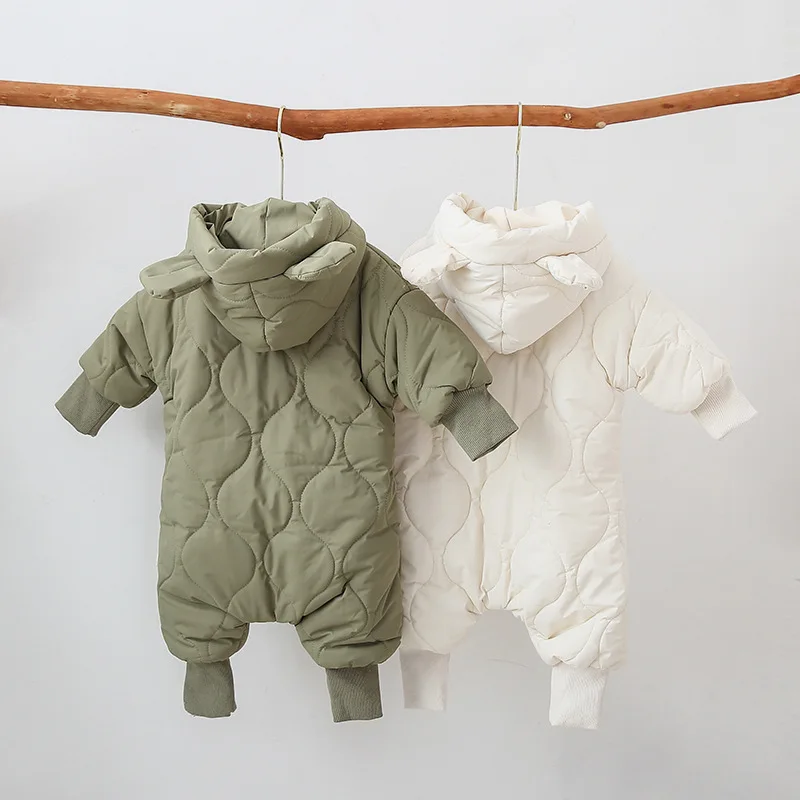Оптовая продажа; Унисекс; Длинный рукав; С капюшоном; 3 -12 м; Зимние детские комбинезоны для новорожденных