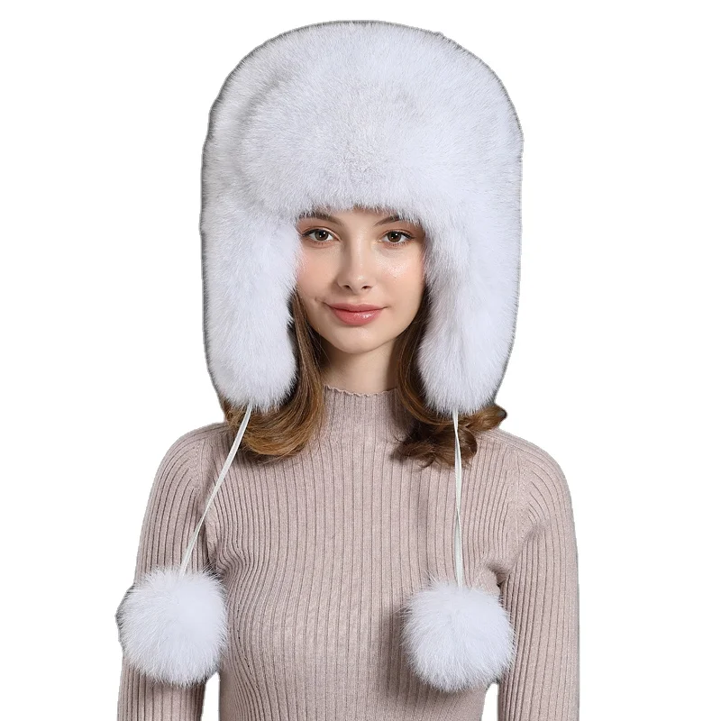 Silver Fox Fur Trapper Hat 