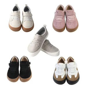 Babyhappy 2026 New Trendy Design Baby Kids Ergonomic Wide Toe Fit Shoes Children Footwear Barefoot Leather Sneaker