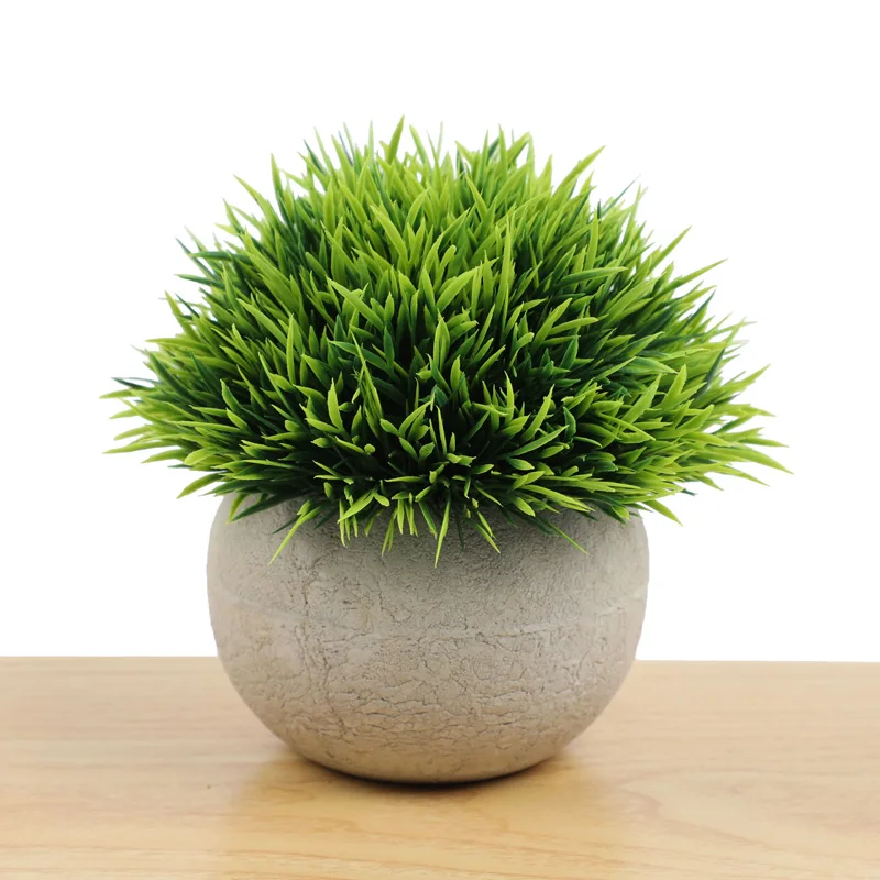 Artificial Plants Potted Faux Mini Plant Greenery Green Grass Flower
