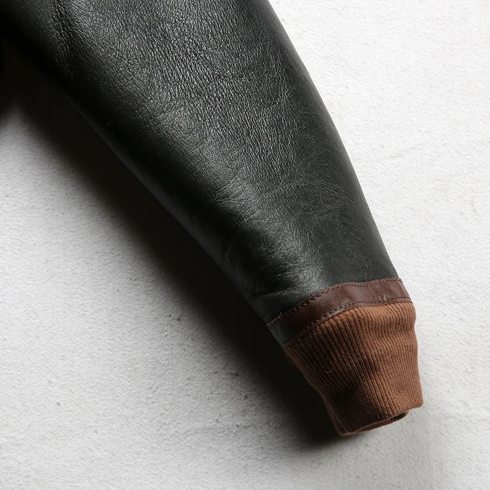 Men's Sheepskin A2 Pilot Jacket - Winter Fur Coat With Lapel_voghion.com