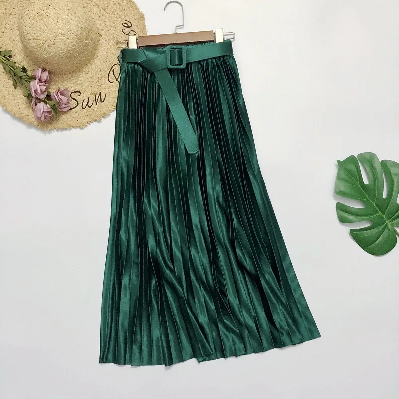 Spring and Summer Women Pleated Skirt With One Size Female Korean Style Women's High Waist Vintage Midi Skirt