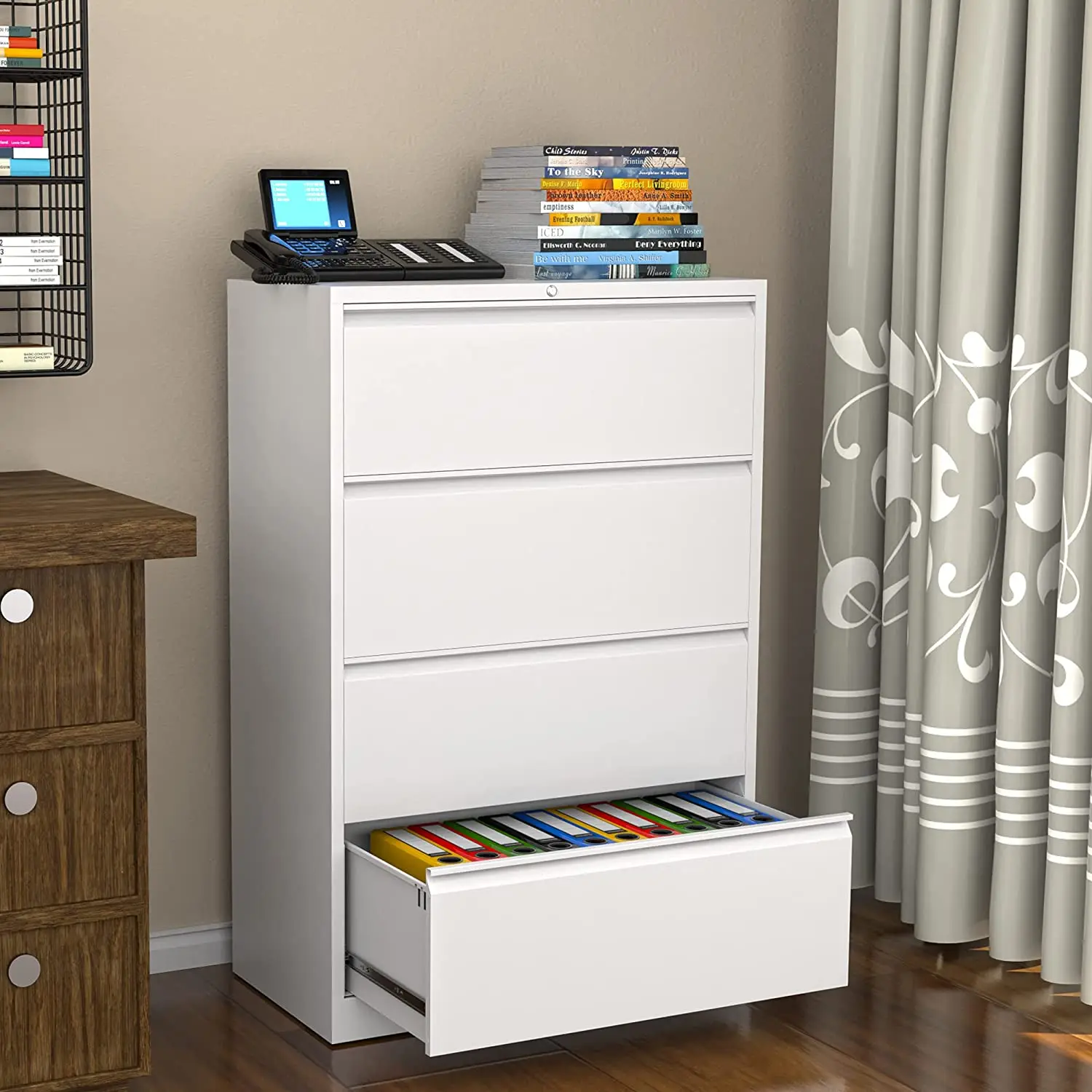 Office home furniture metal storage lateral 4 drawer file cabinet hanging steel filing cabinet