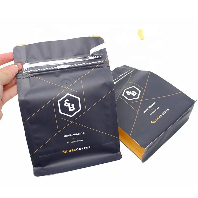 
Изготовленный На Заказ напечатанные resealable рециркулирует на плоской подошве кофейного зерна упаковывая с клапаном 