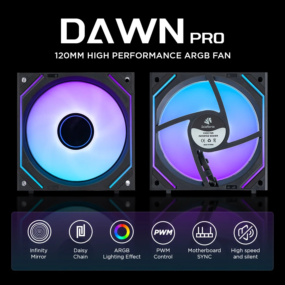 Asiahorse 120mm ARGB RGB PC Case Fans for Gaming Desktops & Lian