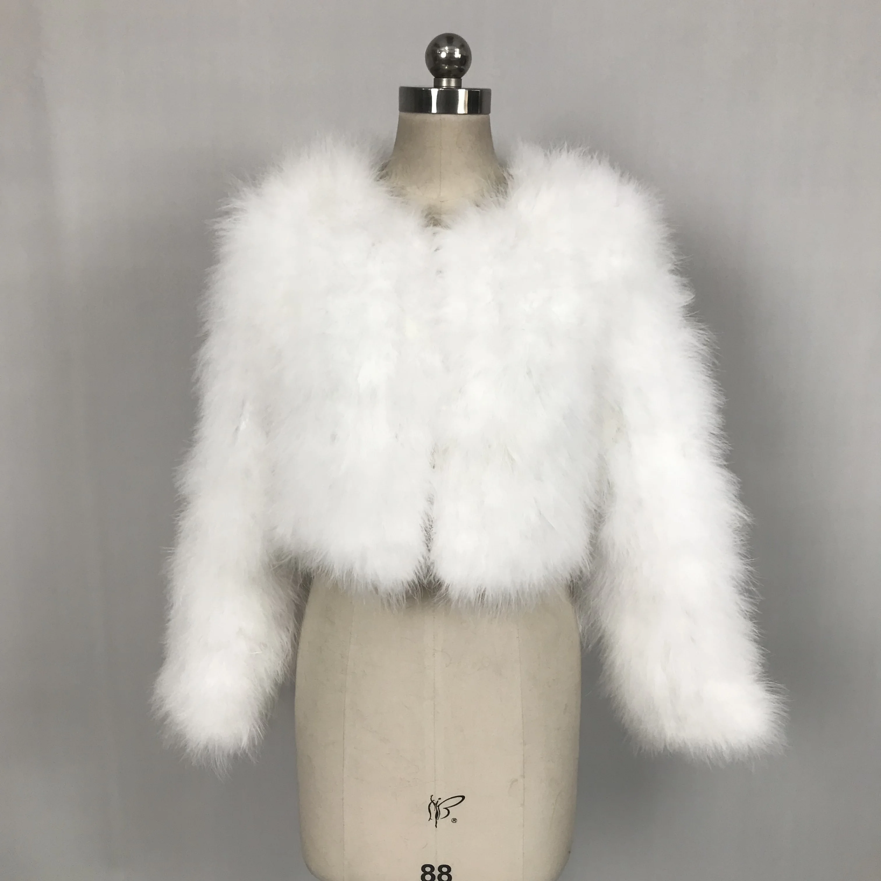 Custom Winter Warm Ostrich Feather Jacket Women Real Turkey Feather Coat Plus Size Women's Top Jacket
