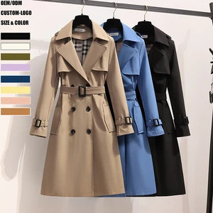 Bozon Trench Coat Women Spring New Simple Leisure Literary Temperamentdesign Sense Loose Slim Outwears Long Coat