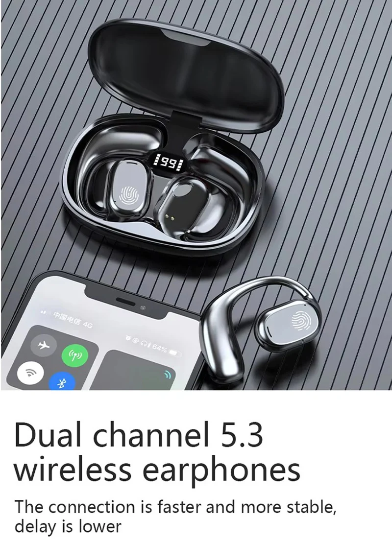 Frete grátis itens LED display touch control bluetooths fones de ouvido sem fio headset T280 esportes aberto earhook earbuds earphones