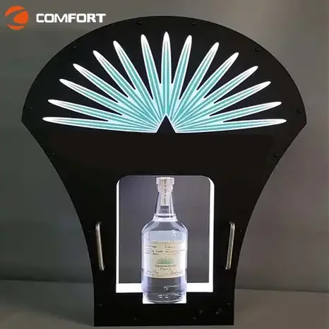 Custom Luminous Bottle Wine EL Label champagne Lighted  Led Bottle Presenter