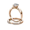 Set di anelli di fidanzamento in ottone placcato oro rosa 18K