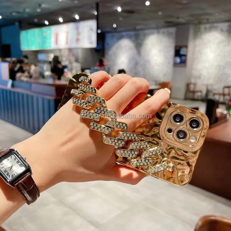 Lovely Bling Diamond Bracelet Chain Glitter TPU Plating Mobile Phone Back  Cover Case for Samsung Galaxy A10S M01S A20S A20 A30