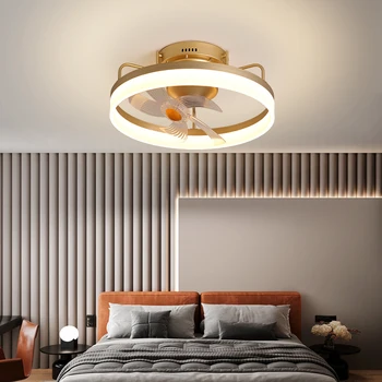 2023 30W LED Ceiling Fan Lights Creative Nordic Circular Design Modern Bedroom Dining Room Fixture with Remote Control DC Motor