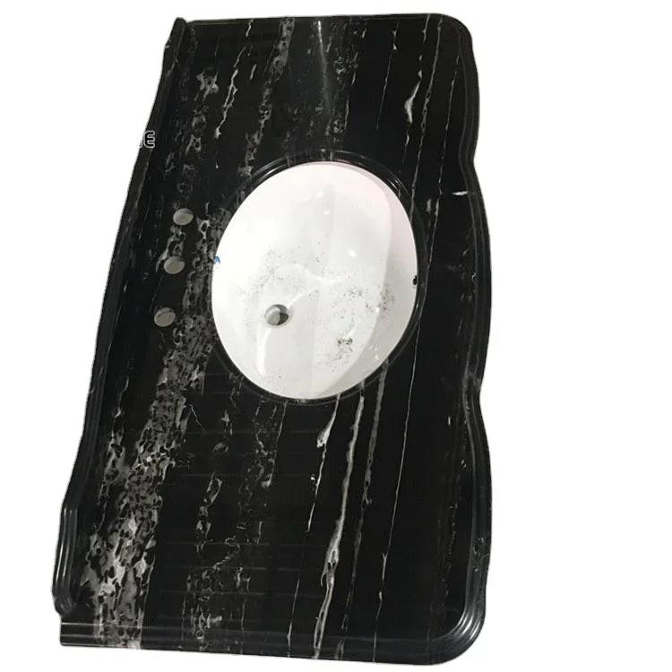 Precut Black Marble Countertop Bathroom Vanity Top