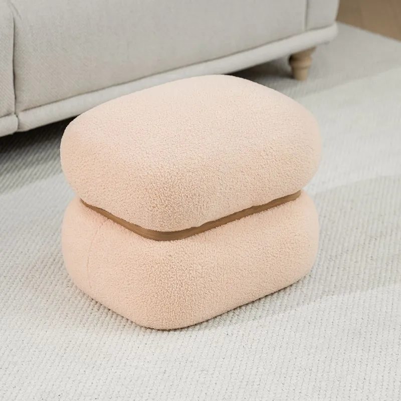 Bailey Modern Furniture Lounge Puff Stool Luxury Pink Red Beige Black Blue Velvet Oval Ottoman Pouf Chair Seat