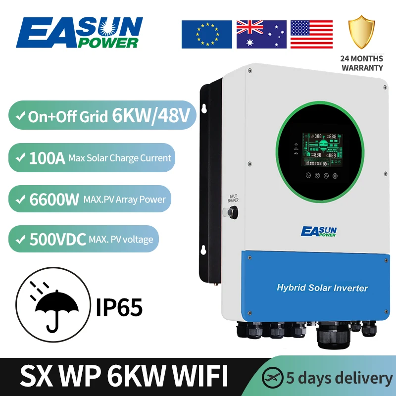 Easun Power On Off Grid Tie Pure Sine Wave Solar Inverter Ip Waterproof Hybrid High Efficiency