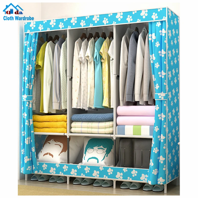 Interlocking Easy Assemble and Modern Appearance Bedroom Furniture Wardrobe Type Fabric Foldable Storage Closet