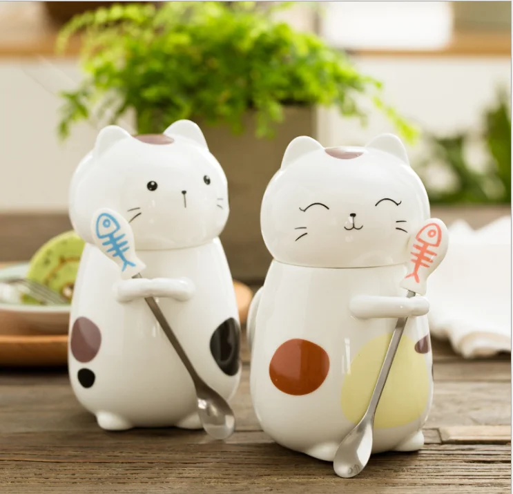 Funny 3D Handle Ceramic Cat Coffee Mug