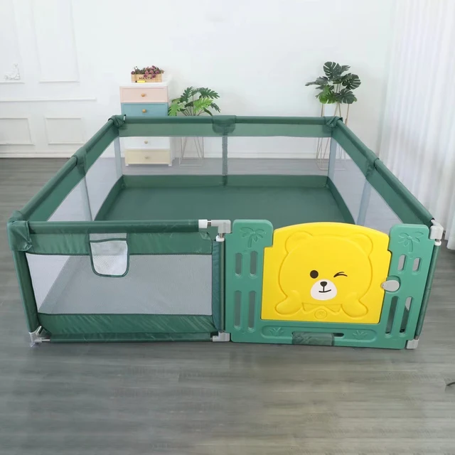 Foldable Oxford Fabric Outdoor Indoor Activity Center Baby Safety Fence Child Infants Folding Playpen With Plastic Gate