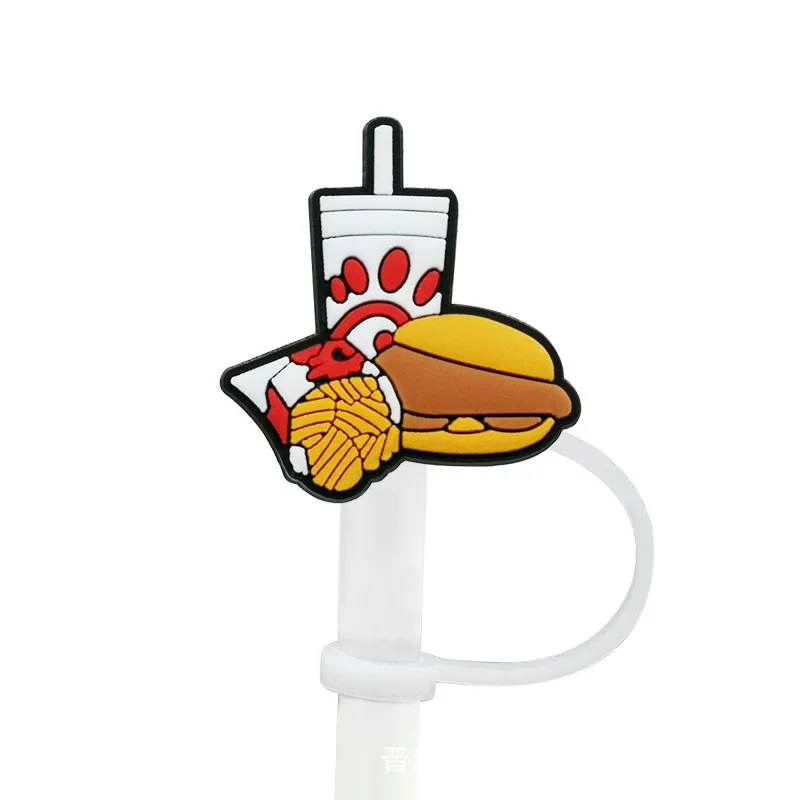 1PCS mexican fast food fil straw toppers Silicone fil a chick