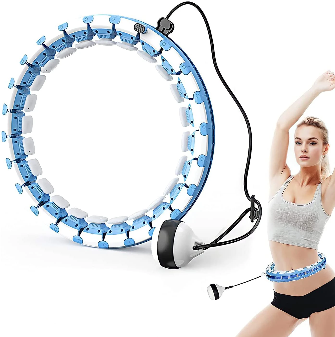 Fat Burning Hula Hoop Detachable Massage Smart Exerciser Fitness Gym 24 Knots 