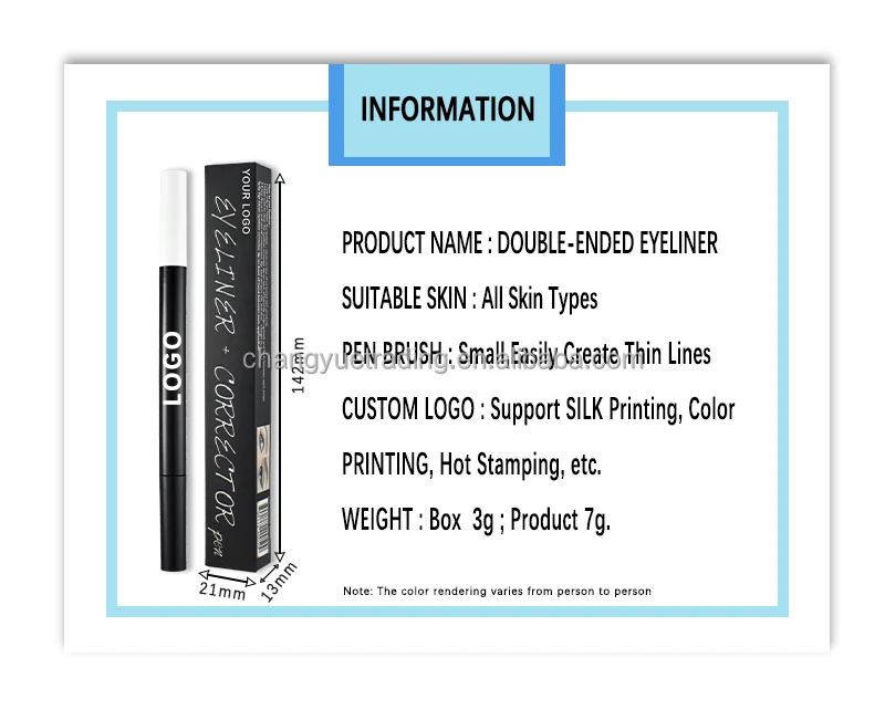 Private Label 2 In 1 Makeup Corrector Eye Liner Pen Liquid Eyeliner