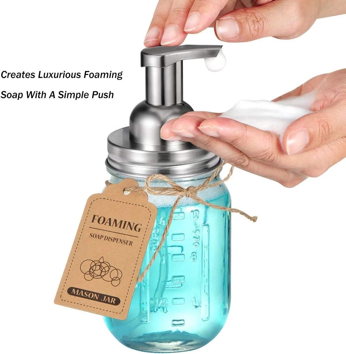 Foam soap dispenser. Foaming Soap Dispenser. Soap Dispenser Clarity collection 450 ml Bathroom Accessories. Jar with Liquid Dispenser. Aluminum Lid dispensing.