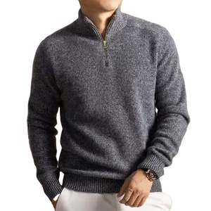 Men's Thick Yarn Cashmere Series 3D Anti-Wrinkle Breathable Winter Front Logo Custom Color Half Zipper Sweater