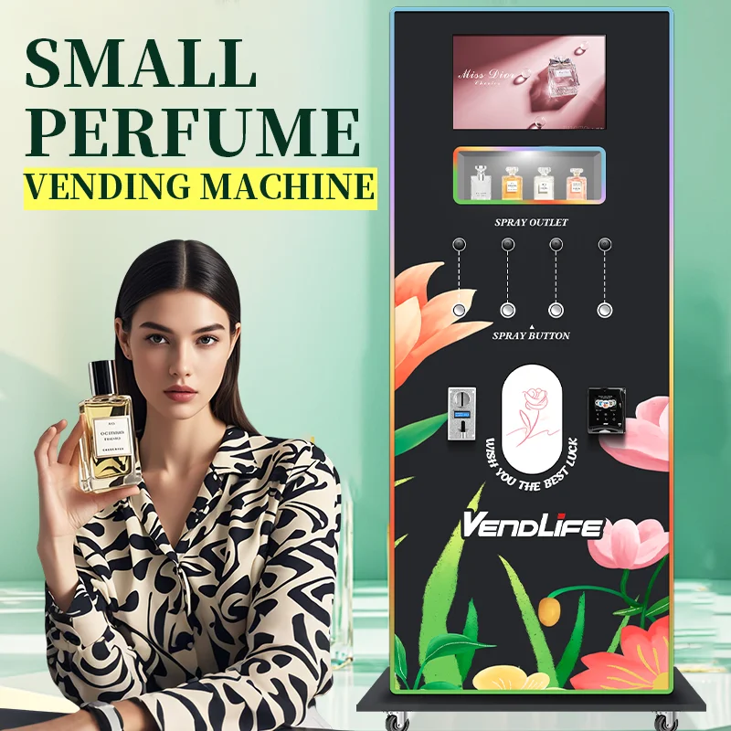 Buitengewone Commerciële Straat Automatische Feishi Parfum Spuit Cologne Vendingmachine Met Staande Dispenser Te Koop Credit Card