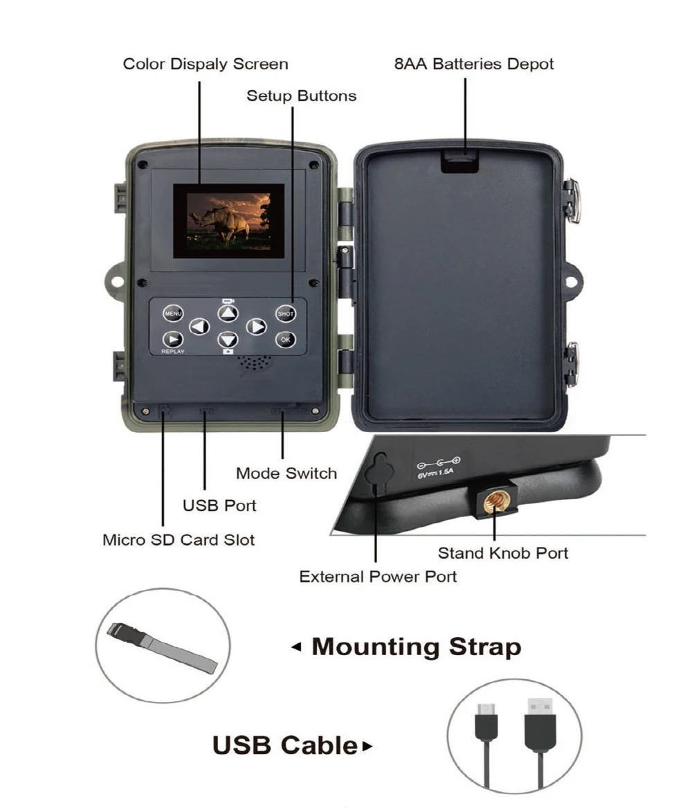 Trail Game Camera 24MP 1080P Full HD IP65 Waterproof Hunting Scouting Cam Trap Camera for Wildlife Watching