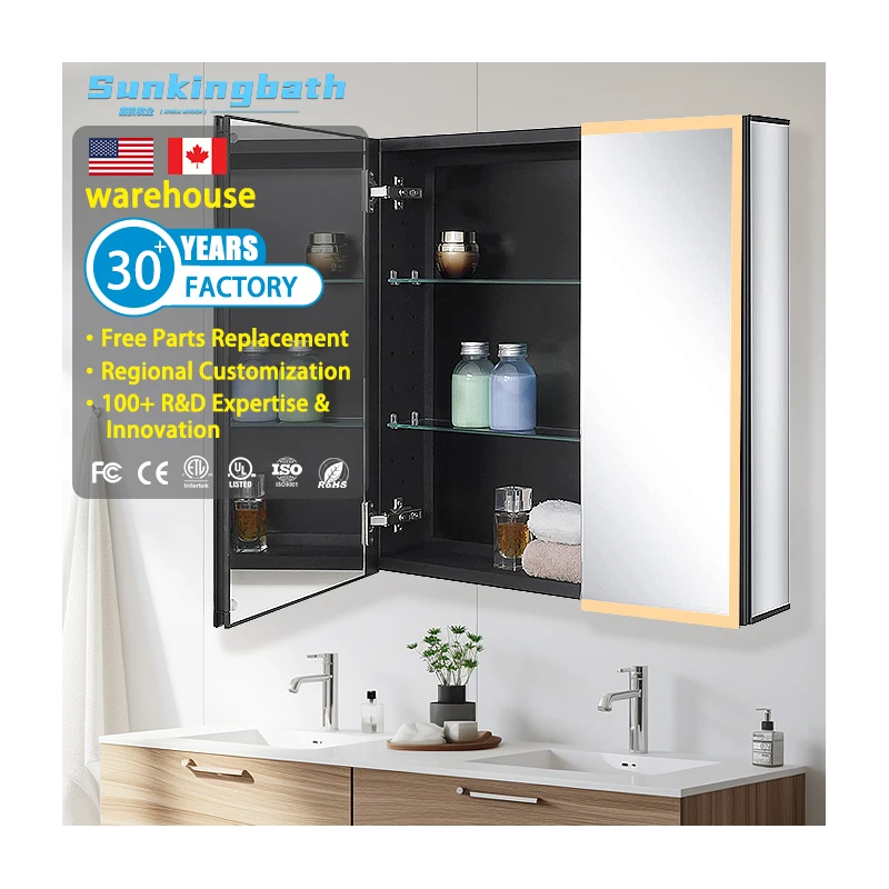 Wall-mounted Smart Led Medicine Cabinet LED Bathroom Vanity Cabinet Bathroom Mirror Cabinet for Hotel Project