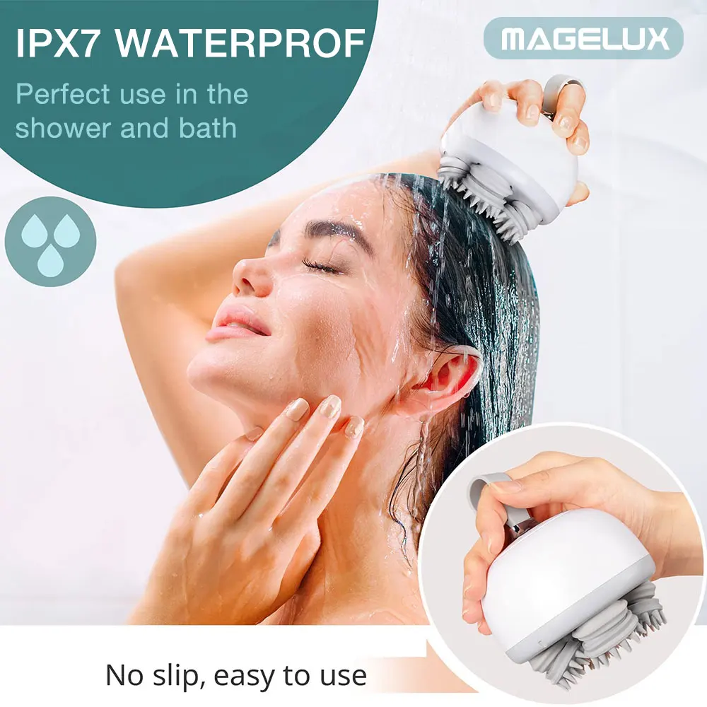 Handheld Ixp7 Waterproof Mini Vibrating Scalp Electric Head Massager Silicone Rechargeable Shampoo Hair Brush Scalp Massager