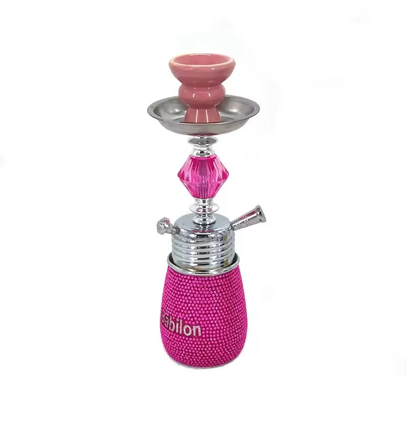 Customizable Logo Mixed Color Small Size Diamond Hookah Set Stainless Steel Huka Sheesha with Crystal New Shisha