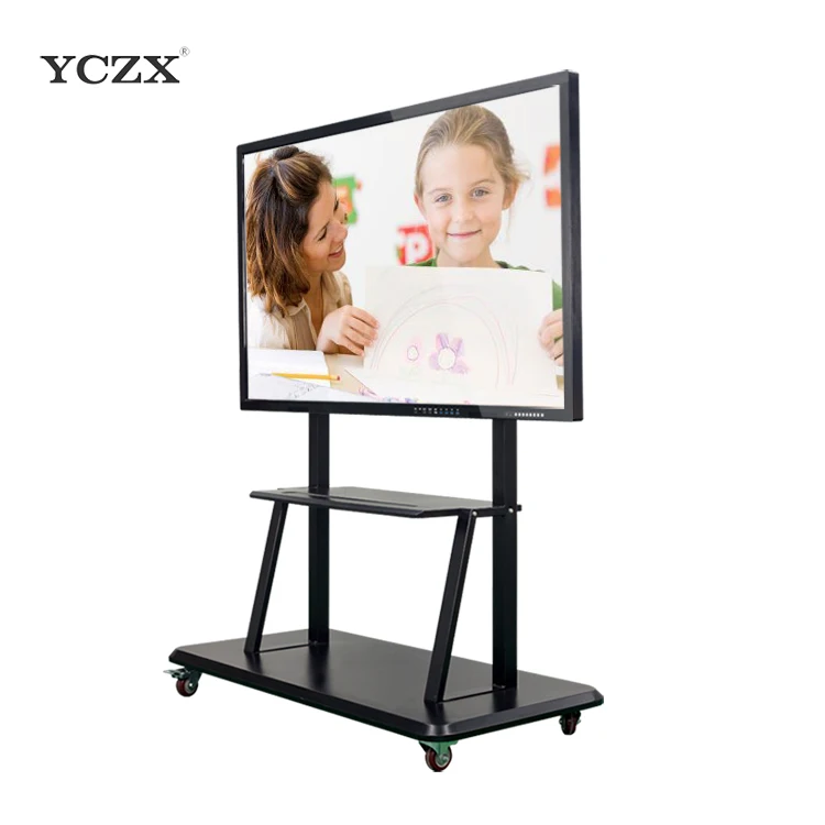 Intelligent Touch Mobile Stand Tempered Glass Touch Screen Interactive Digital White Board for School and Projector