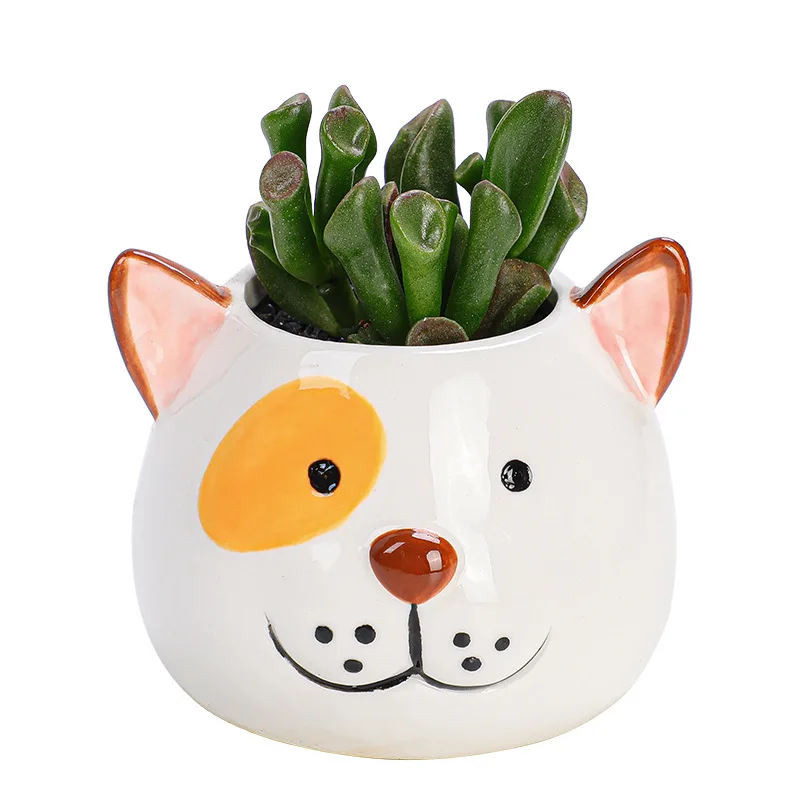 ミニキャラクター多肉植物植木鉢 かわいい漫画ミニ小さなキツネパンダ犬猫多肉植物プランター動物植木鉢