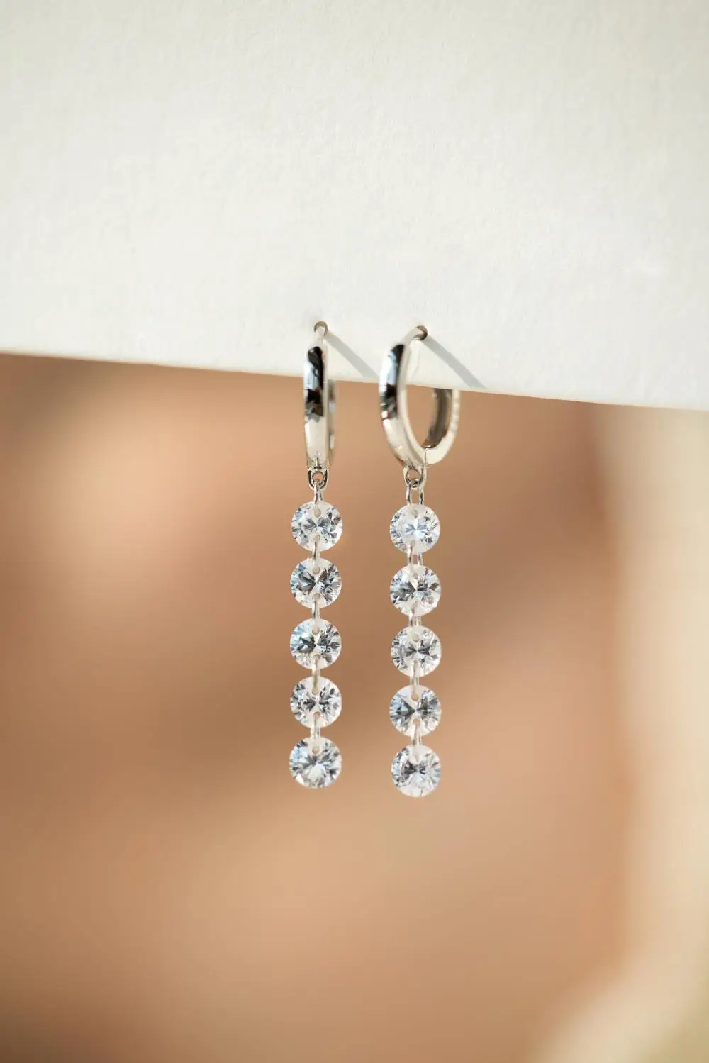 KAKODIY Long Round Zircon Pendant 14K Gold Plated Earrings 925 Sterling Silver Fine Jewelry Earrings detail 1