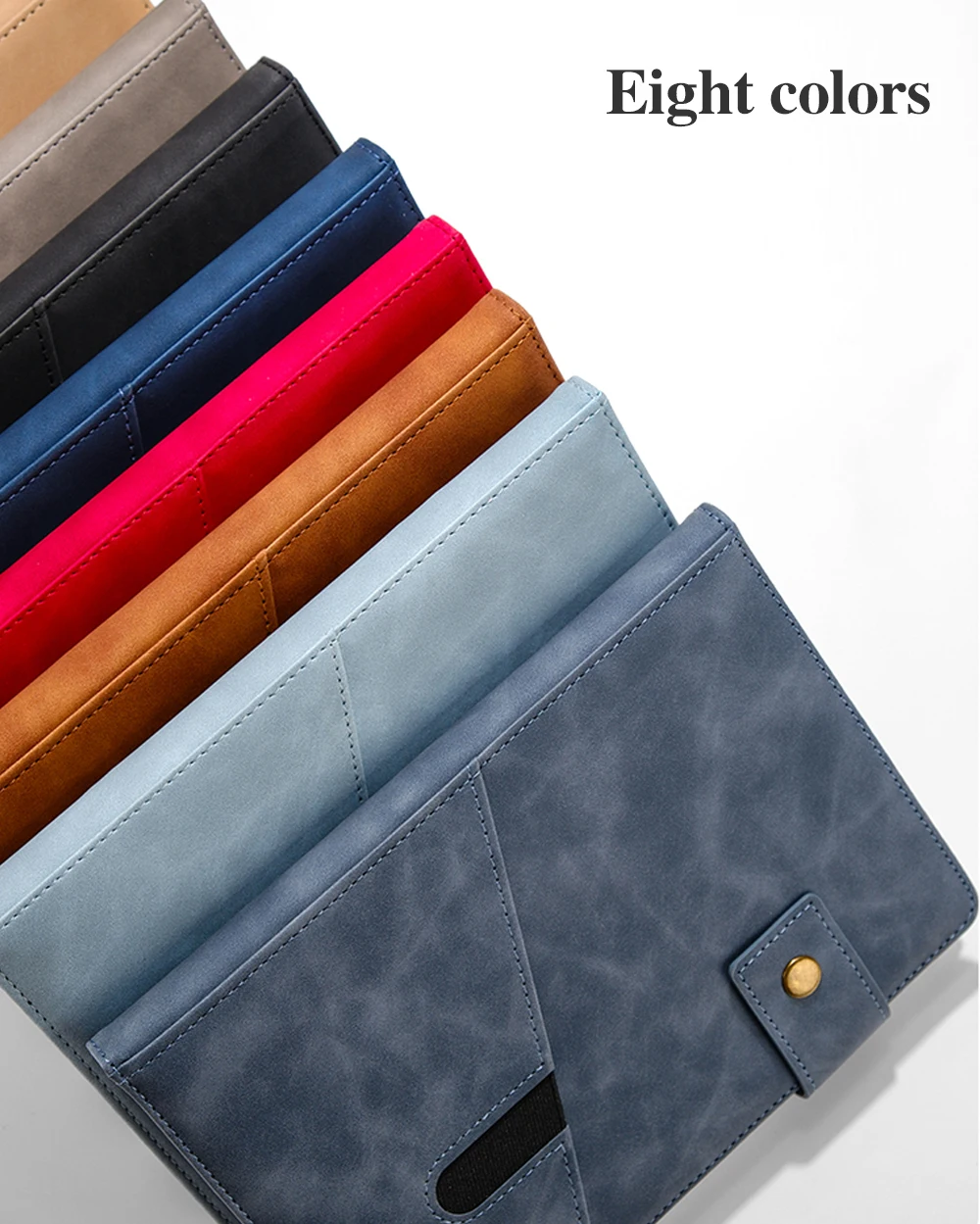 Premium 100 Sheet Notebook Planner Classic Commercial Design PU Leather Pocket Sewn Hot Press Bound Diary Custom Journal Gift