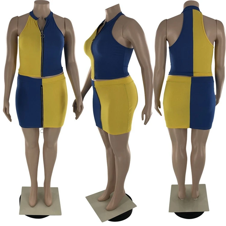 1041313 Best Seller Women Clothes 2021 Summer Plus Size Outfits Women 2 piece skirt set