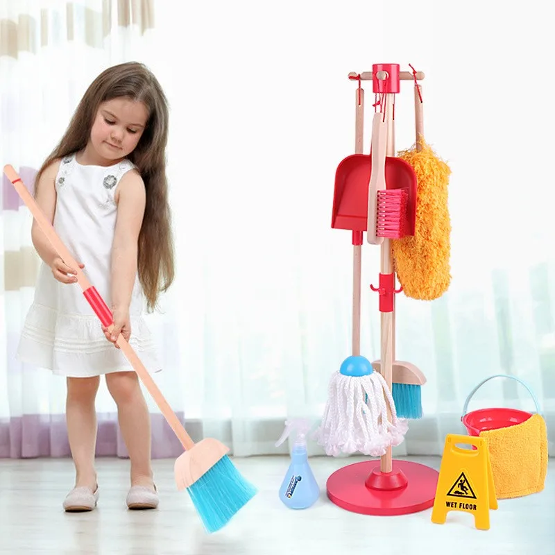 Лидер продаж принадлежности для уборки дома деревянные инструменты забавные детские игрушки 10 шт. в